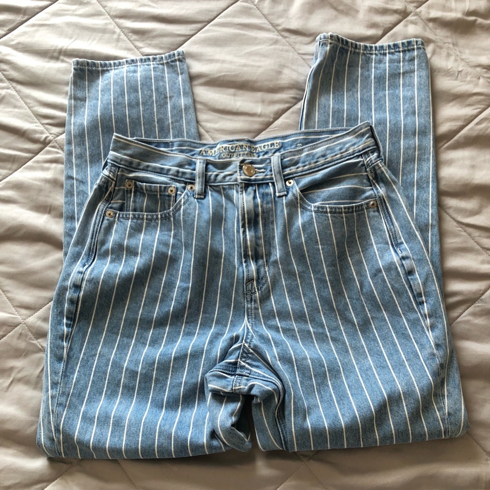 American eagle striped mom jeans